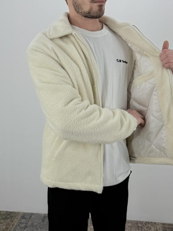 Soft Peluş Bomber Mont-Krem - Görsel 4