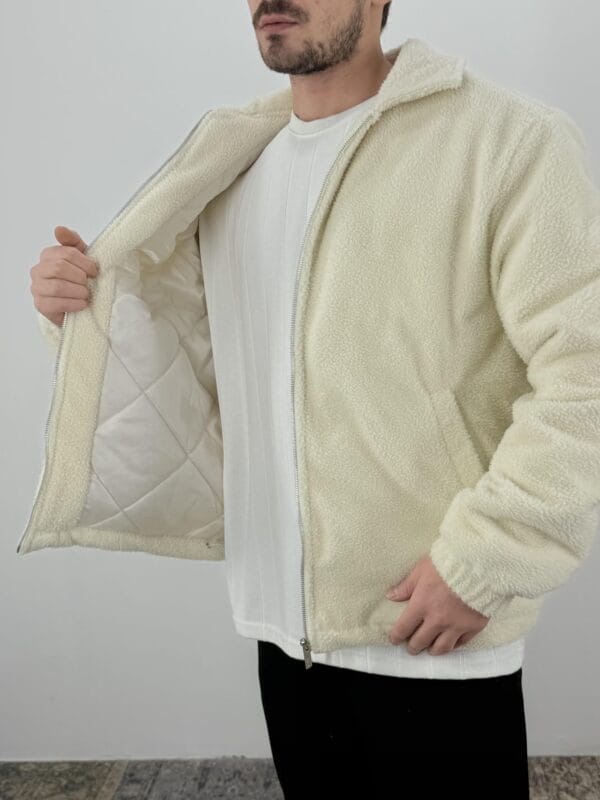 Soft Peluş Bomber Mont-Krem - Görsel 3