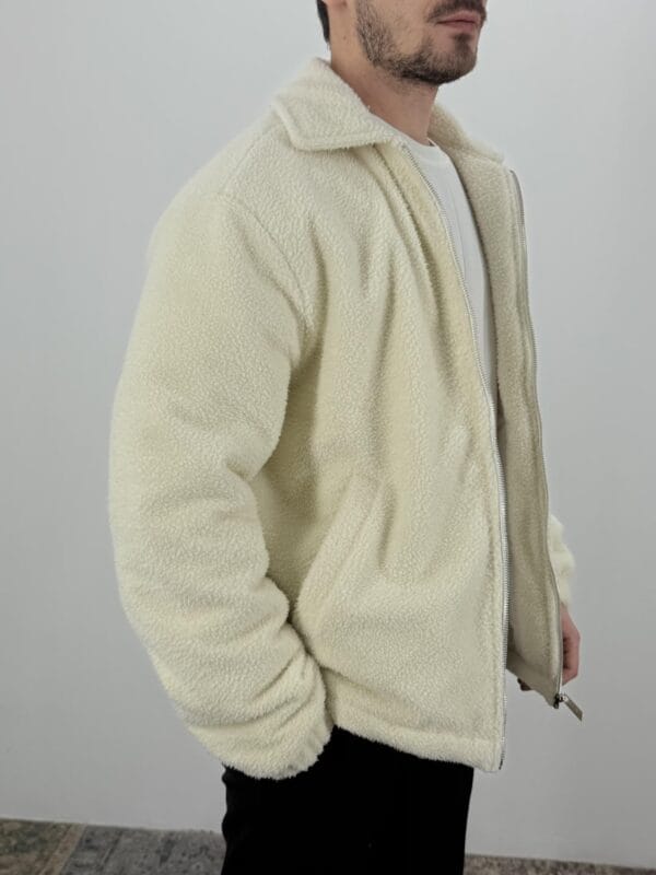 Soft Peluş Bomber Mont-Krem - Görsel 2