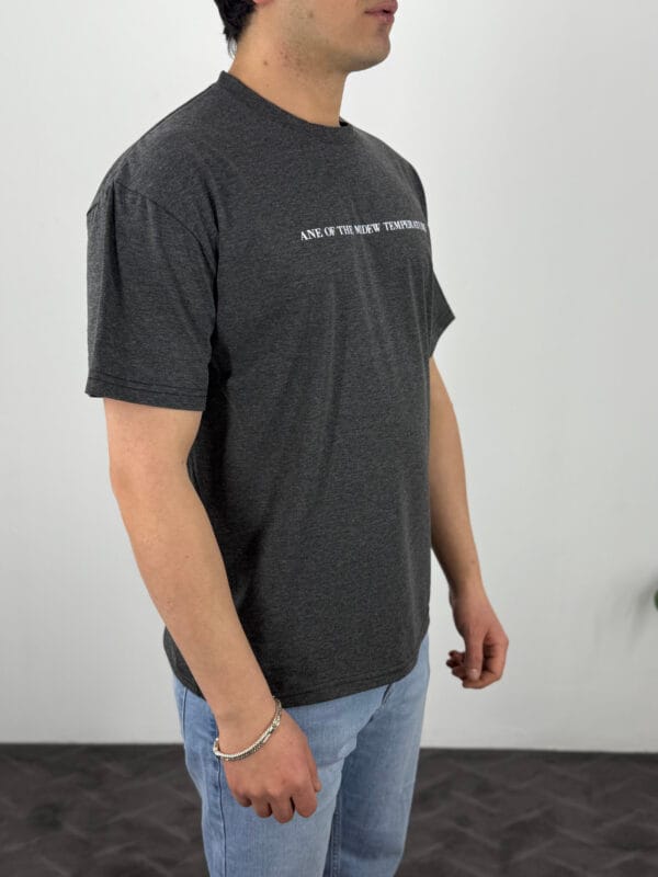 Gazate-Sırt Baskılı Oversize T-shirt Antrasit - Görsel 3
