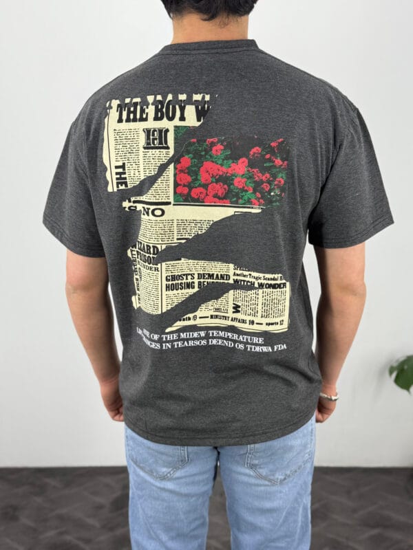 Gazate-Sırt Baskılı Oversize T-shirt Antrasit - Görsel 2