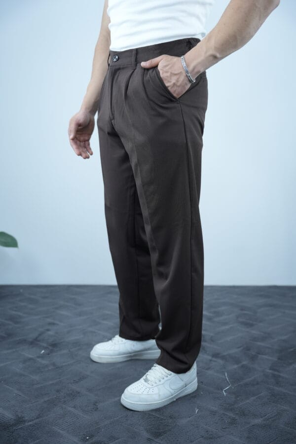 Rino Baggy Kalıp pile detaylı pantolon-Kahve - Görsel 2