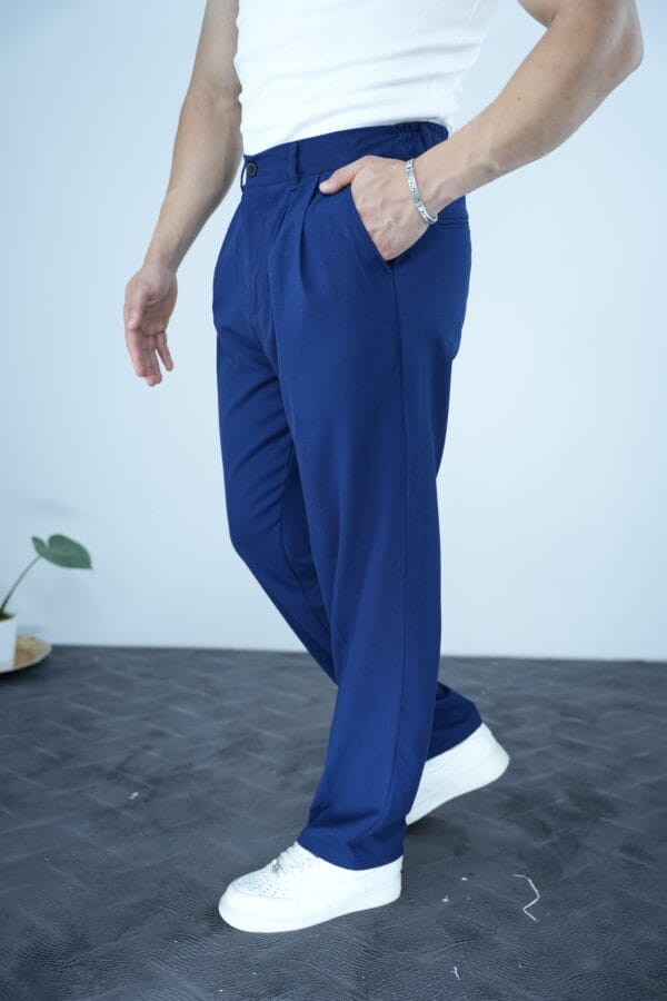 Rino Baggy Kalıp pile detaylı pantolon-Lacivert - Görsel 2
