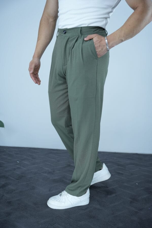 Rino Baggy Kalıp pile detaylı pantolon-Haki - Görsel 2
