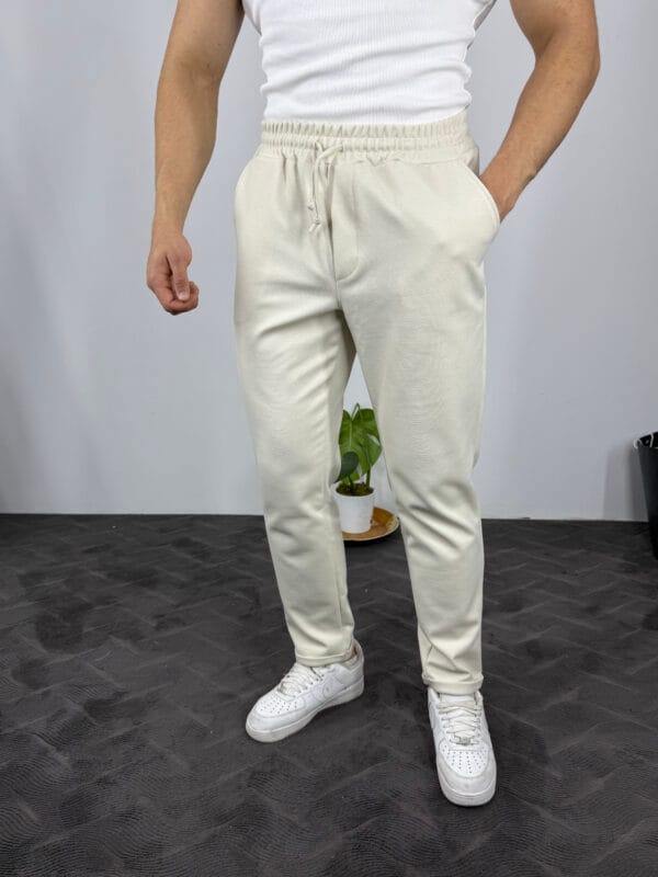 MR Boyfriend Kalıp Jogger Kumaş Pantolon - Ekru