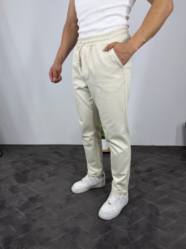 MR Boyfriend Kalıp Jogger Kumaş Pantolon - Ekru - Görsel 2