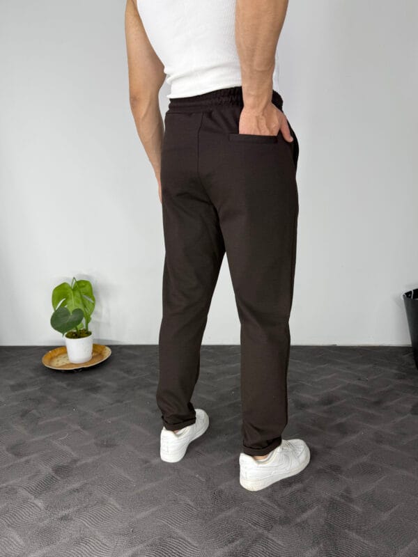 MR Boyfriend Kalıp Jogger Kumaş Pantolon- Acı Kahve - Görsel 3