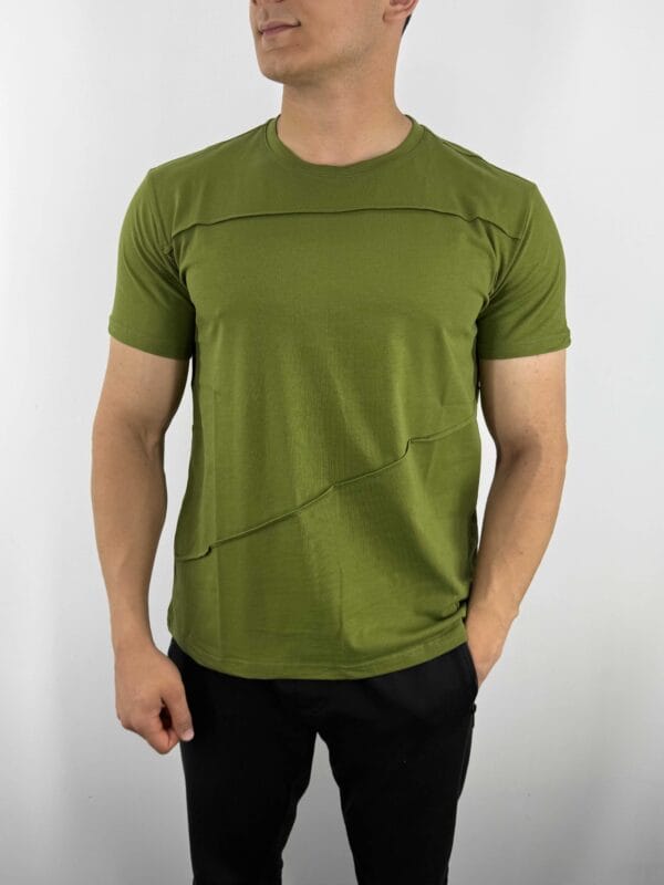 CY Basic dikiş detaylı Tshirt-Yeşil