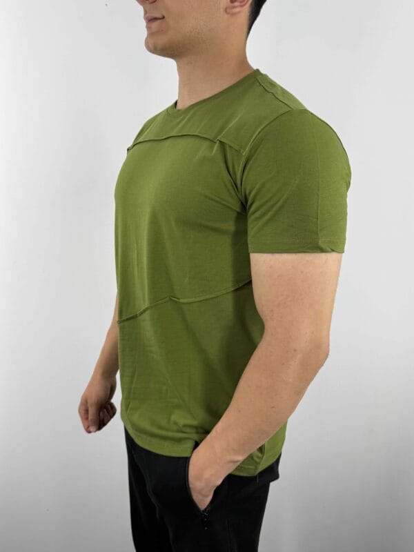 CY Basic dikiş detaylı Tshirt-Yeşil - Görsel 2
