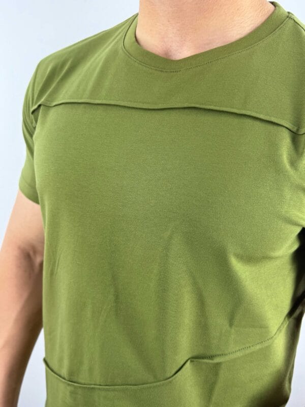 CY Basic dikiş detaylı Tshirt-Yeşil - Görsel 4