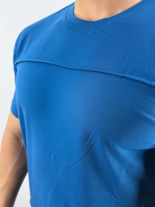CY Basic dikiş detaylı Tshirt-Mavi - Görsel 4