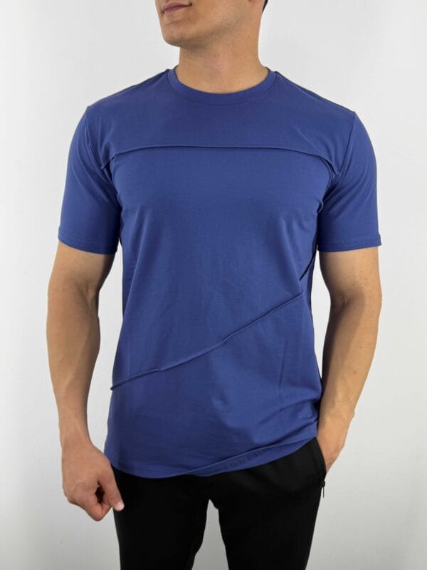 CY Basic dikiş detaylı Tshirt-İndigo