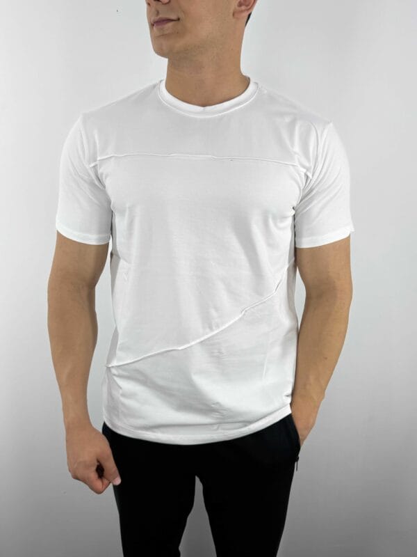 CY Basic dikiş detaylı Tshirt-Beyaz