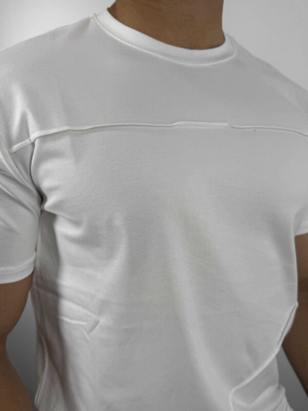 CY Basic dikiş detaylı Tshirt-Beyaz - Görsel 4