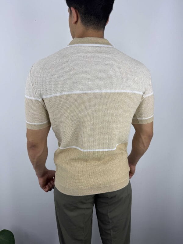 A11 Keten Pamuk Karışımı Premium Triko Tshirt-Bej - Görsel 3