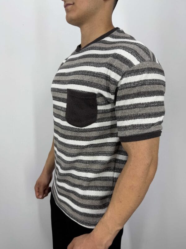 A42 Cep Detaylı Jakarlı Tshirt-Kahve - Görsel 2