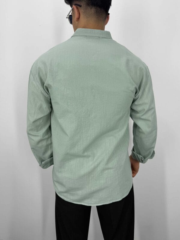 Aby Keten Oversize Gömlek-Çağla Yeşili - Görsel 3